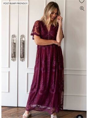 PinkBlush Burgandy lace overlay maxi maternity